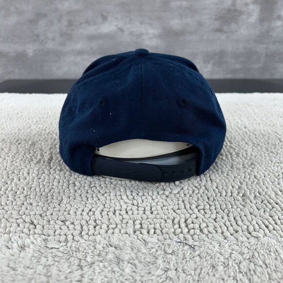 VINTAGE NIKE CENTER SWOOSH SNAPBACK HAT OSFA Y2K NAVY BLUE EMBROIDERED - Picture 4 of 8
